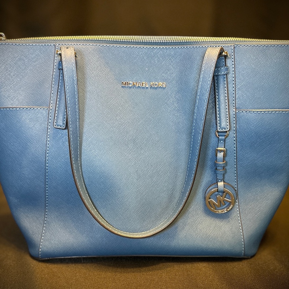 Michael Kors Blue Saffiano Leather Tote